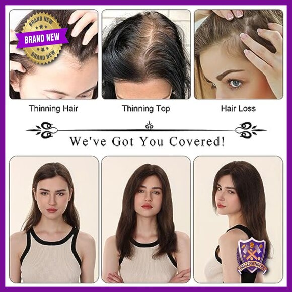 10 Inch Real Human Hair Topper for Thinning Hair, 360° Coverage main image 5